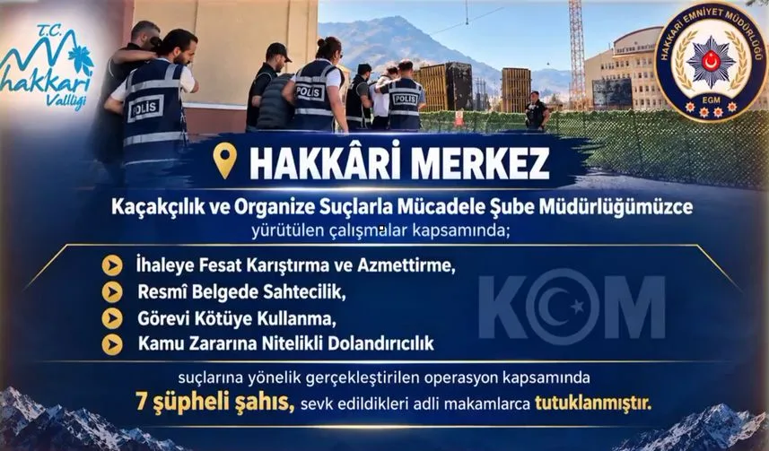 Kamu ihalelerine usulsüzlük soruşturması: Biri kamu görevlisi 7 kişi tutuklandı