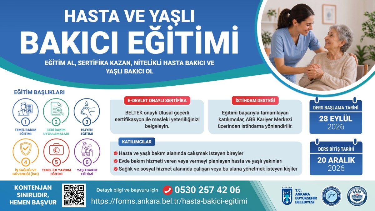 Ankara’da Hasta ve Yaşlı Bakıcı Eğitimine Başvurular Açıldı