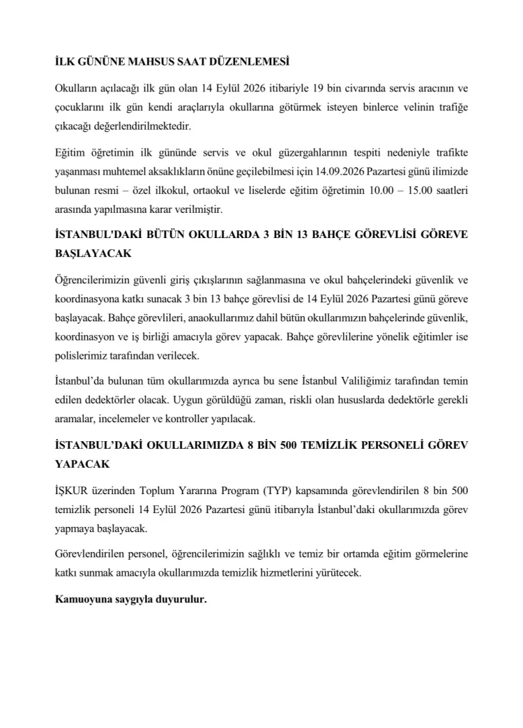 İstanbul'da ders saatleri değişti: Eğitim 10.00'da başlayacak