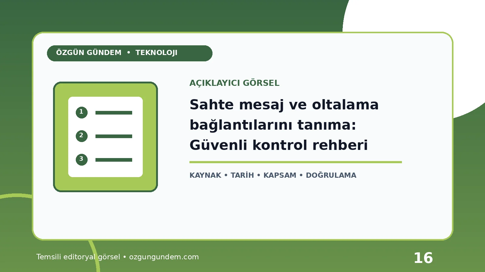 Sahte mesaj ve oltalama bağlantılarını tanıma: Güvenli kontrol rehberi için Özgün Gündem tarafından hazırlanan açıklayıcı haber içi görsel